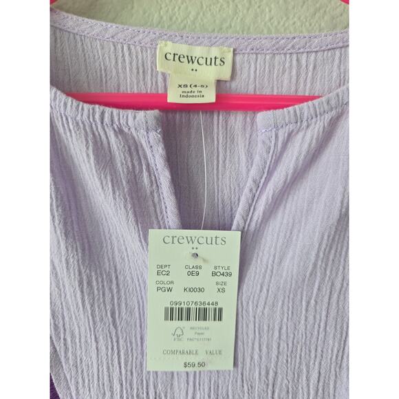 J.Crew Crewcuts Girls XS (4-5) Lilac Gauze Dress w/ Fringe Trim NWT Summer Cute - Picture 2 of 7